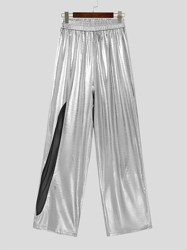 Mens Shiny Hollow-Out Mesh Patchwork Pant SKUK92843