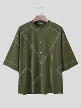 Men's Deconstructed Contrast Line Half Sleeve Shirt SKUL40108