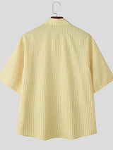 Men's Fun Print Striped Short Sleeve Shirt SKUL35365