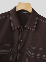 Men's Color Block Line Casual Two Pieces Outfit SKUL30577