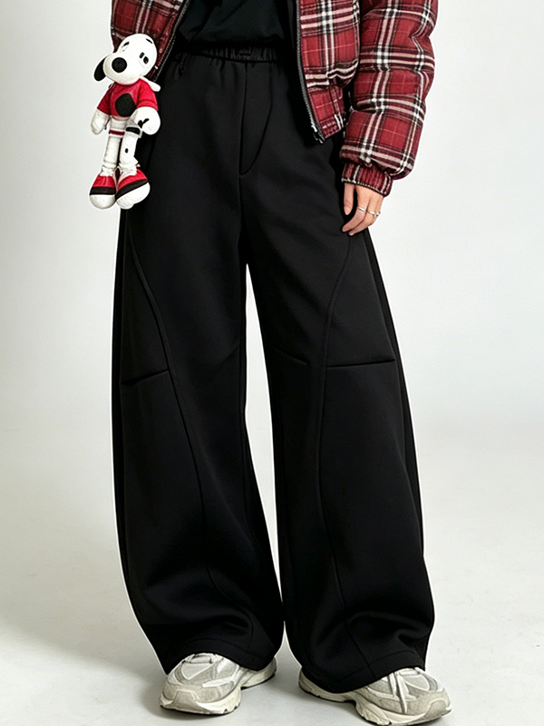 Men's Streetwear Harajuku Baggy Curved Stitch Elastic Waist Pant SKUL69624