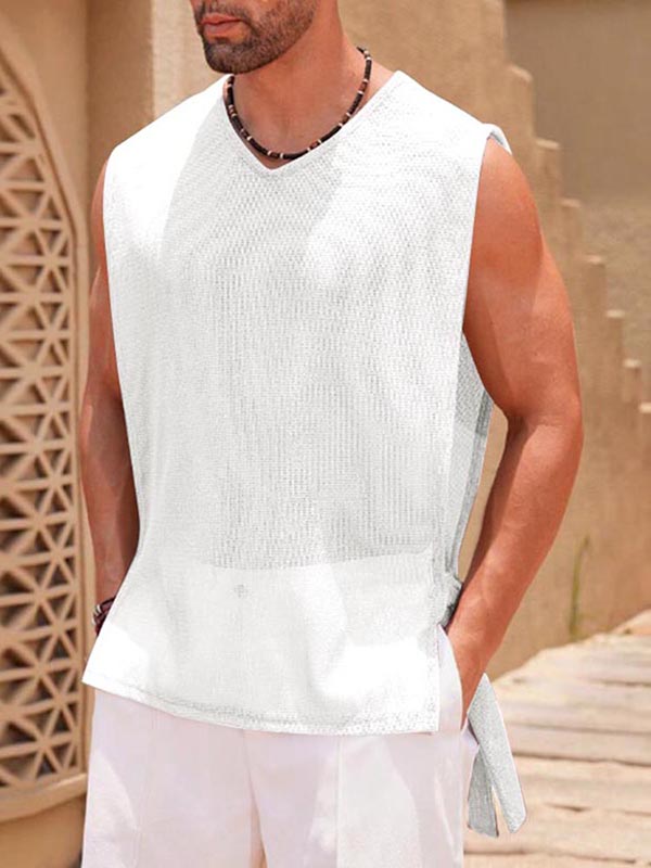 Men's Sheer Mesh Textured Casual Tank SKUL06336
