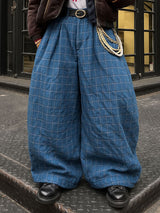 Men's Solid Color Plaid Wide Leg Pant SKUL22462