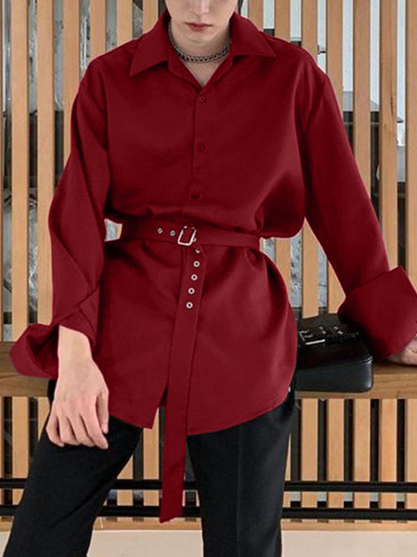 Mens Solid Color Casual Long Sleeve Shirt SKUK97774