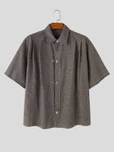 Men's Avant-Garde Modern Neo-Chinese Italian Vintage Houndstooth Plaid Shirt SKUL71318