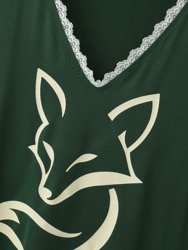 Mens Fox Print Lace Trim Casual Tank SKUL15798