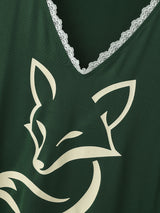 Mens Fox Print Lace Trim Casual Tank SKUL15798