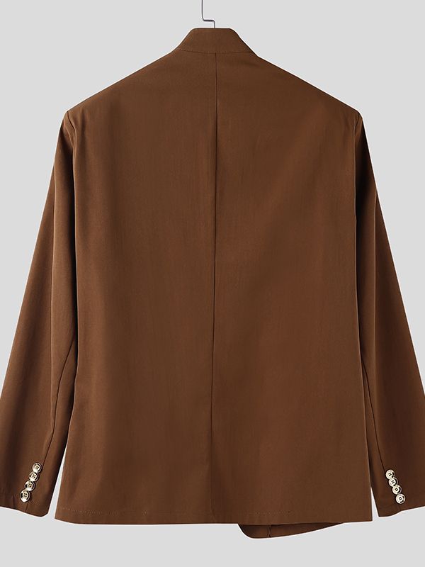 Men's Metal Button Stand Collar Long Sleeve Blazer SKUL39698