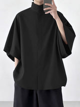 Men's Solid Color Mock Neck Half Sleeve Shirt SKUL41066