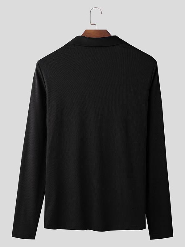 Mens Drawstring Textured Long-Sleeve T-Shirt SKUK83466