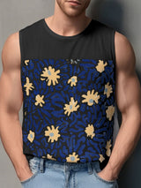 Men's Floral Print Colorblock Casual Tank SKUL22103