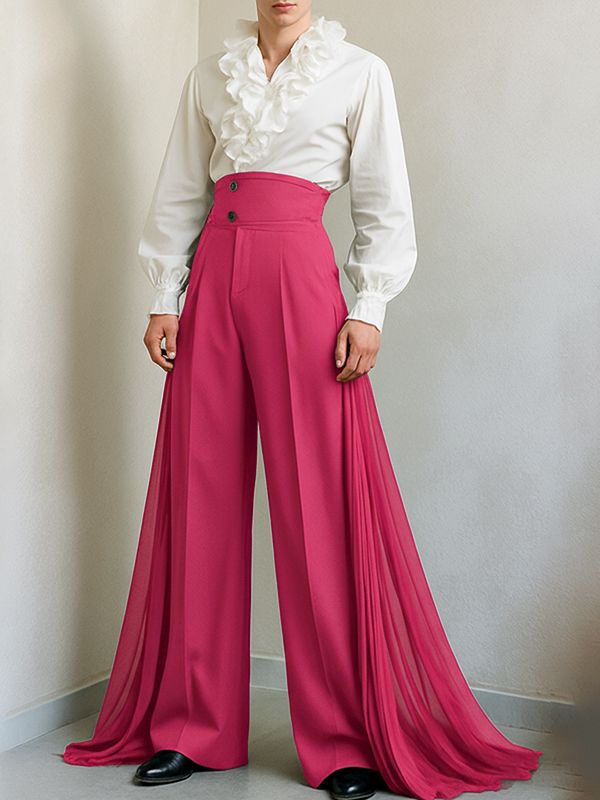 Men's Chiffon Patchwork Pleated Casual Pant SKUL37701