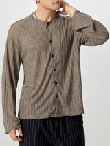 Mens Solid Knit Button Front Casual Shirt SKUK27714