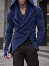 [Pre-order] Men's Avant-Garde Darkwear Nightclub Party Layered Shoulder Asymmetric Wrap Ribbed Cardigan SKUL88536