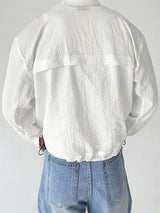 Men's Solid Color Textured Long Sleeve Shirt SKUL31742