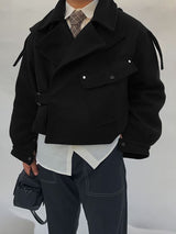 Men's Solid Casual Cropped Long Sleeve Jacket SKUL30423