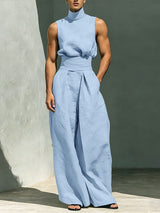 Men's Avant-Garde Sculpted High Turtleneck Two Pieces Outfit SKUL66137