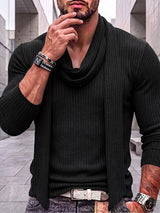 Men's Smart Luxury Daily Commute Hanging Streamer Rib Knit Form-Fitting Long Sleeve T-shirt SKUL84624