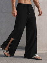 Men's Urban Streetwear City Walk Side Cutout Chain Drawstring Baggy Pant SKUL85216