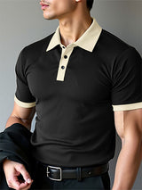 Mens Minimalist Textured Colorblock Short-Sleeve Shirt SKUL17045