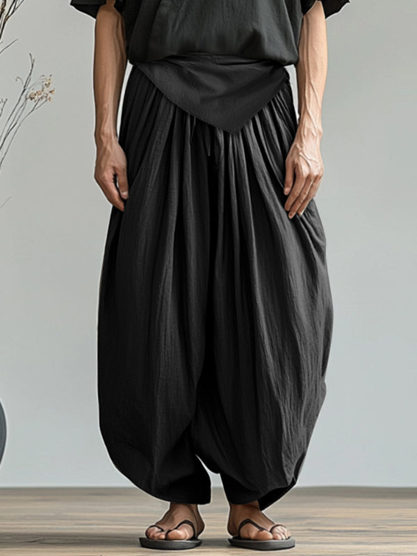 Mens Solid Color Ruched Casual Pant SKUL15368