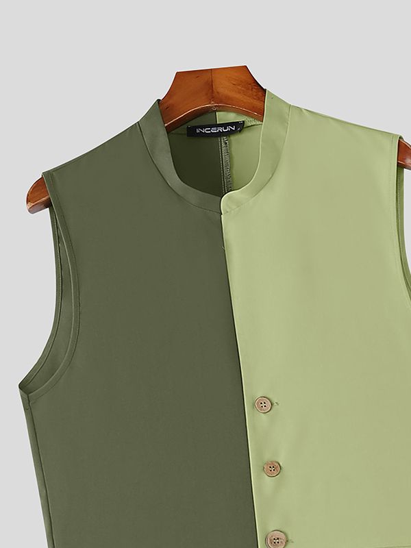 Men's Contrast Color Jumpsuit Two Piece Outfit SKUL48708