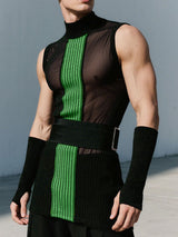 Men's Stripe Contrast Sheer Mesh Tank SKUL23558