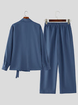 Men's Solid Color Loose Casual Two Pieces Outfit SKUL52016