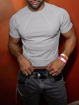 Men's Deconstructed Textured Short Sleeve T-shirt SKUL54623