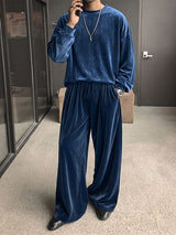 Men's Luxury Velour Oversized Crewneck Two Pieces Outfit SKUL79023
