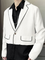 Mens Contrast Long Sleeve Lapel Crop Blazer SKUJ50431