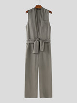 Men's Solid Color Casual Sleeveless Jumpsuit SKUL22511