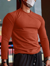 Mens Minimalist Textured Long-Sleeve T-Shirt SKUK76399