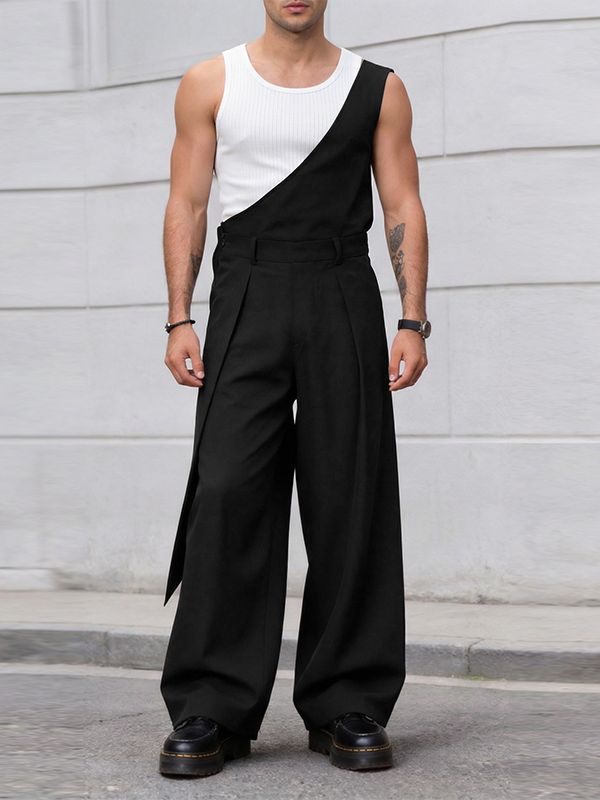 Men's Solid Color One Shoulder Jumpsuit SKUL57662
