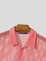 Mens Hollow-Out Mesh Short Sleeve Shirt SKUL06394