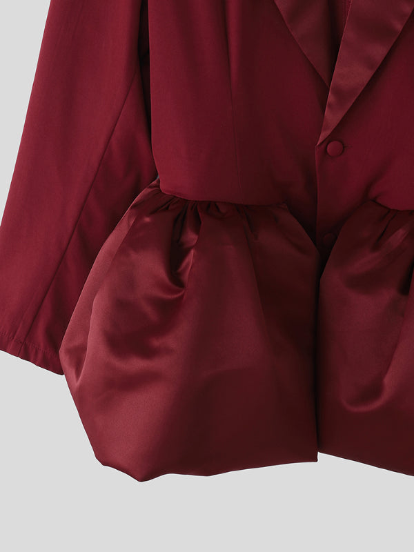 Men's Solid Color Satin Long Sleeve Blazer SKUL24620