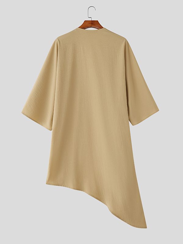 Men's Solid Color Pleated Long Sleeve Cardigan SKUL34002