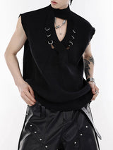 Mens Metal Ring Detail Knit Sleeveless Tank SKUK71198