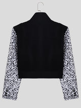 Mens Floral Print Patchwork Jacket Crop Top SKUK30312