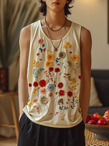 Mens Floral Print U-Neck Sleeveless Tank SKUK64376