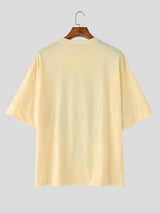 Mens Lace Patchwork Contrast Color Short Sleeve T-Shirt SKUL13959