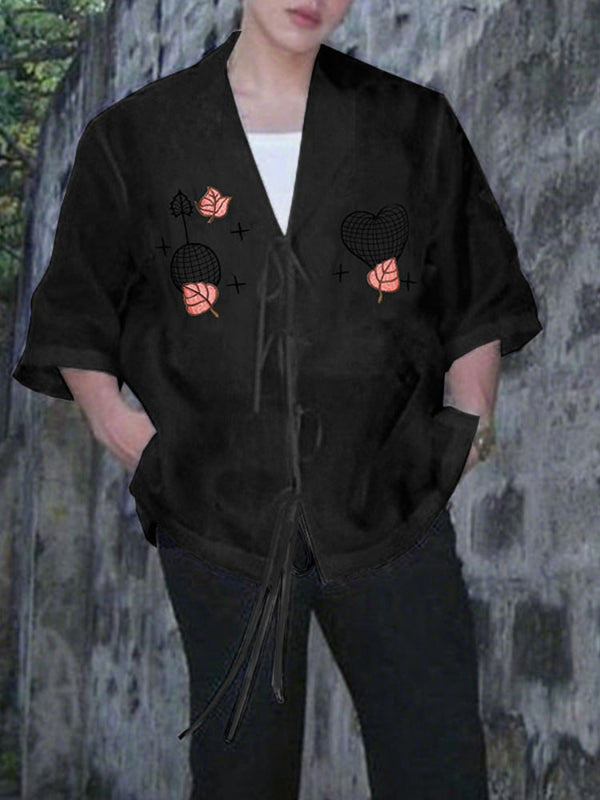 Men's Sheer Mesh Embroidered Short Sleeve Shirt SKUL22283