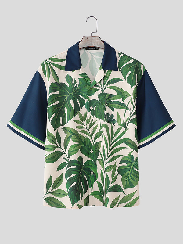 Mens Plant Print Short Sleeve Shirt SKUL12888
