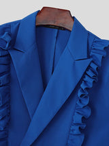 Men's French Ruffle Patchwork Long Sleeve Blazer SKUL43666
