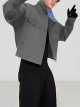 Men's Striped Lapel Cropped Long Sleeve Jacket SKUL37255