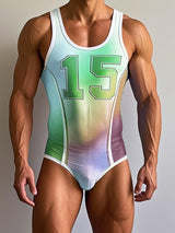 Men's Gradient Number Print Bodysuit SKUL18793