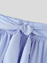 Mens Striped Tie Waist High-Waisted Casual Short SKUL20171