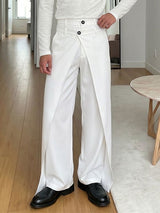 Men's Avant-Garde Asymmetric Layered High Waist Draped Wide Leg Pant SKUL68499