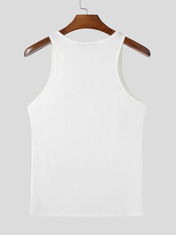 Mens Minimalist Textured Zip-Up Sleeveless Tank SKUL01090