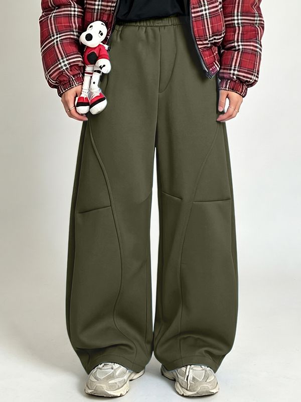 Men's Streetwear Harajuku Baggy Curved Stitch Elastic Waist Pant SKUL69624